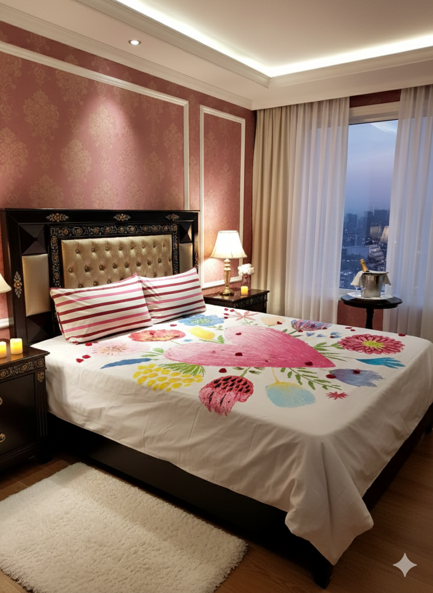 π Romantic & Elegant πΈ Premium Double Bedsheet Set β 100% Pure Cotton πΈ