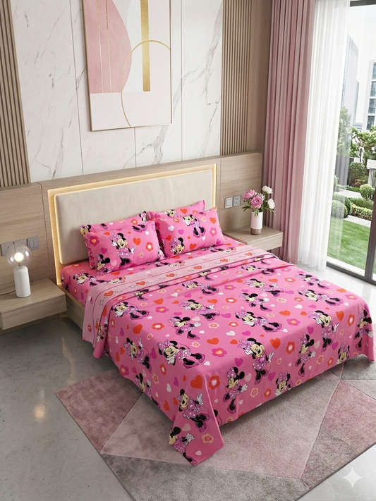 Minnie Mouse Sweet Fantasy 🌸Cotton Double Bedsheets