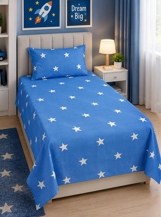 Blue Constellation Cotton Single Bedsheets