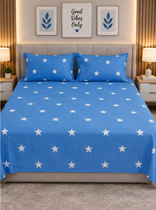 Blue Constellation Stars Cotton Double Bedsheets