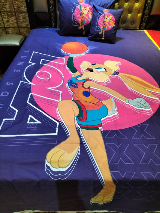 LOLA TUNE SQUAD SINGLE BEDSHEET WITH 1 PILLOW COVER & 1 CUSHION COVER