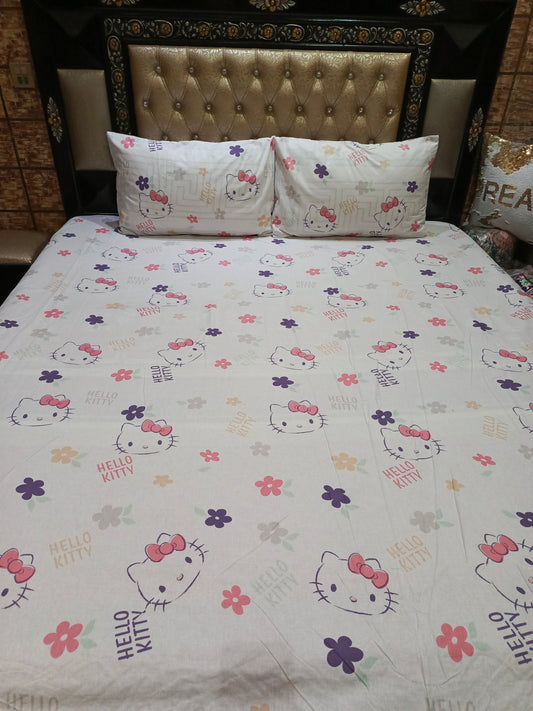 Hello kitty all over Double Bedsheet