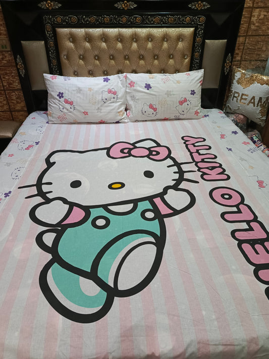 Hello Kitty CGreen Double Bedsheet