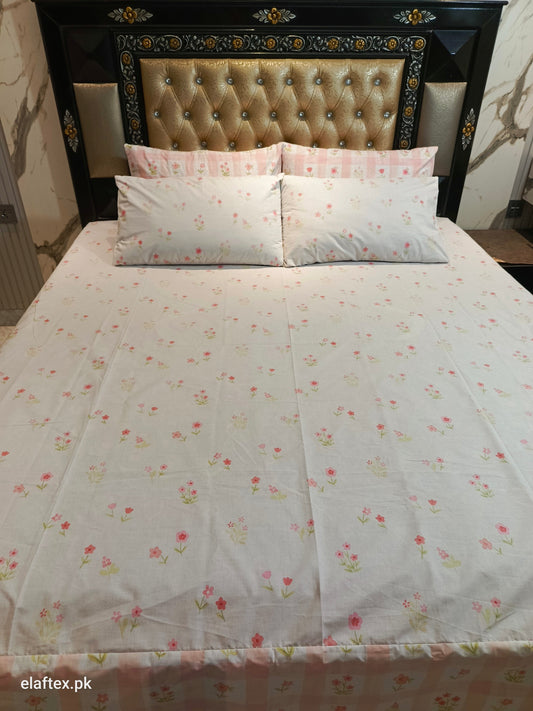 Cherry Florals Cotton Double Bedsheets