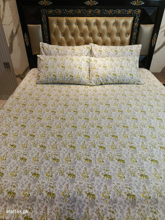 Luxury Parcale T200 Cotton Bedsheets with 4 Pillow Covers