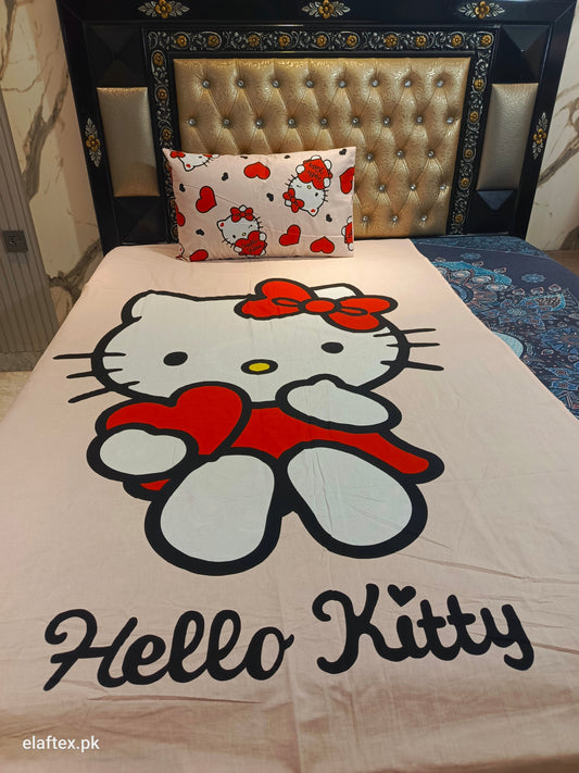 Hello Kitty Red Hearts  Cotton Bedsheets