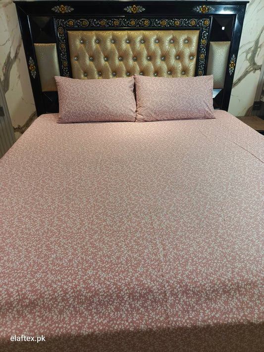 Tea Pink Little Florals Cotton Double Bedsheets