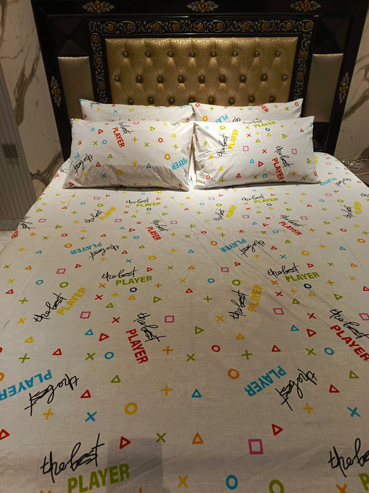 Players Multi Colors Double Bedsheet