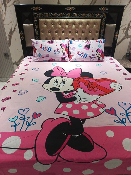 Minni Mouse Hearts Double Bedsheet