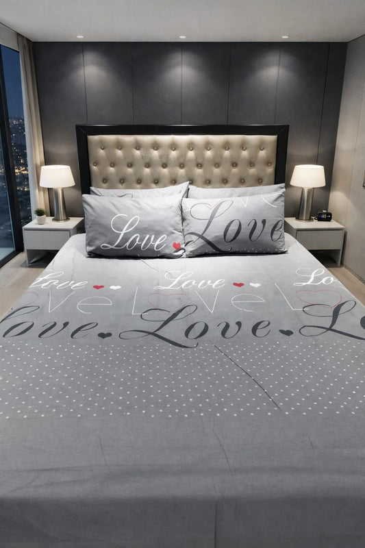 Romantic & Sentimental Grey Double Bedsheets