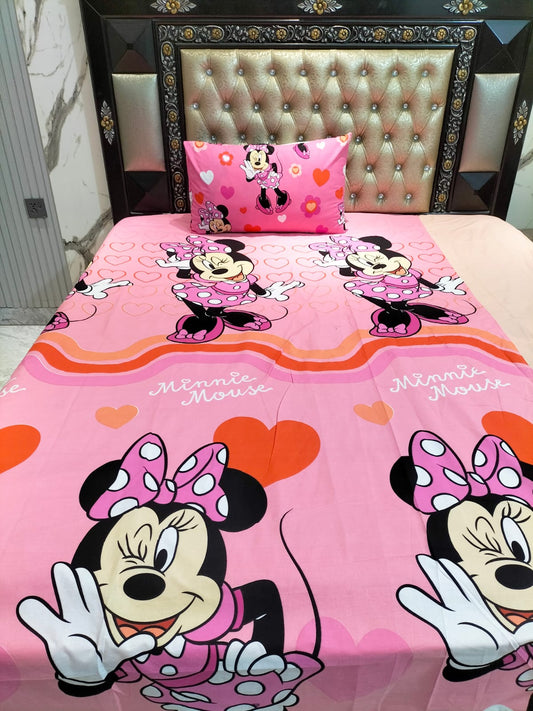 Heart Blossom Minnie 💖 Cotton single Bedsheets