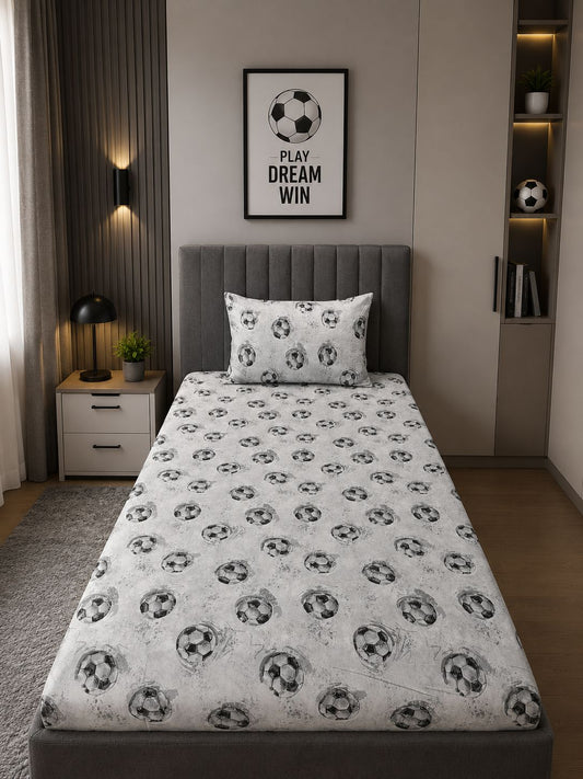 Elaftex Football cotton printed Single Bedsheets