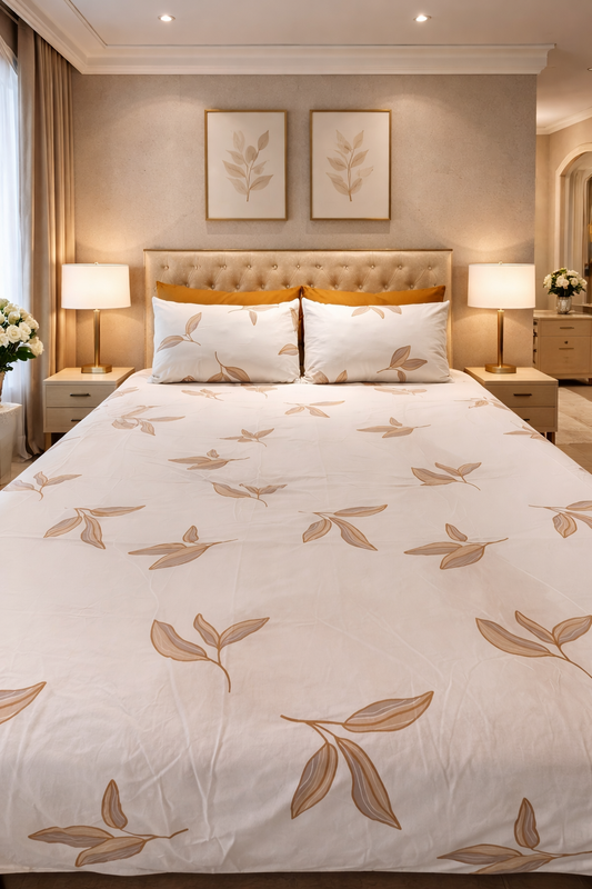 Brown Leaf Cotton Bedsheet
