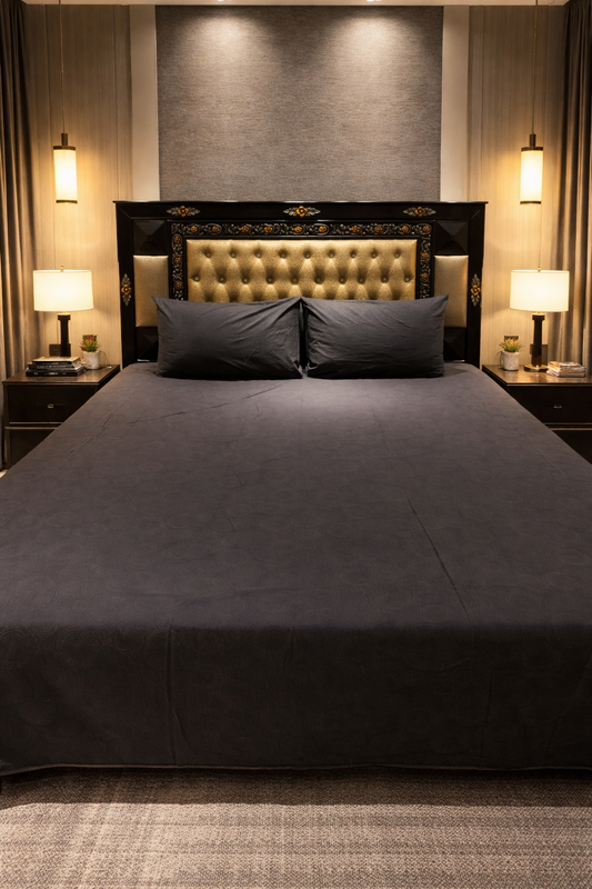 Black Orbit Doted High Thread Count Cotton Bedsheets