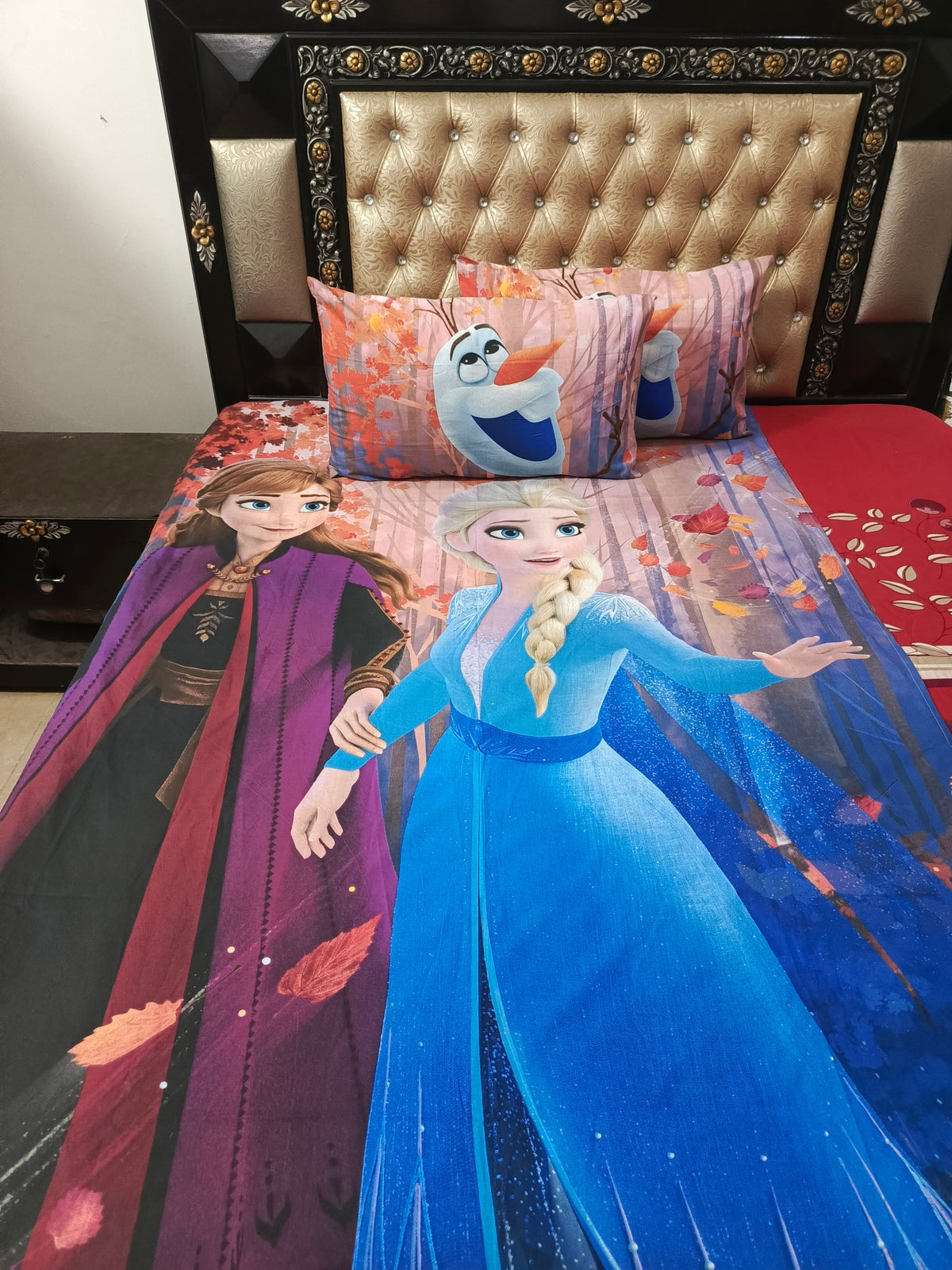 Anna Elsa Spring Seasons  Cotton Bedsheets Digital Print
