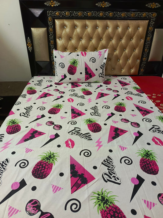 BarBie Glasses Pineapple Cotton Bedsheets