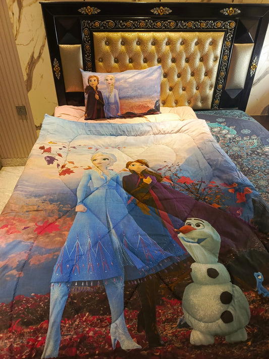 Frozen 3Pc Winter Comforter set, Single Bedsheet, Pillow Cover, Winter Comforter