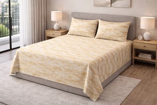 Golden Textured waves Cotton Double (King) Bedsheets