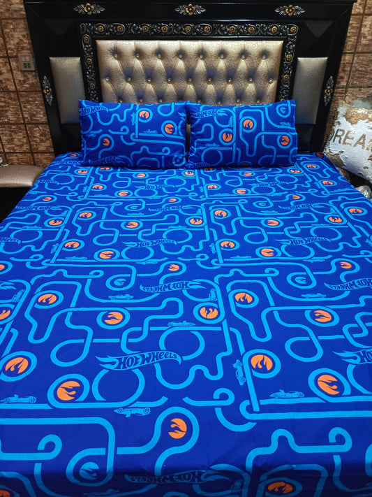 Hot wheels All over Double Bedsheet