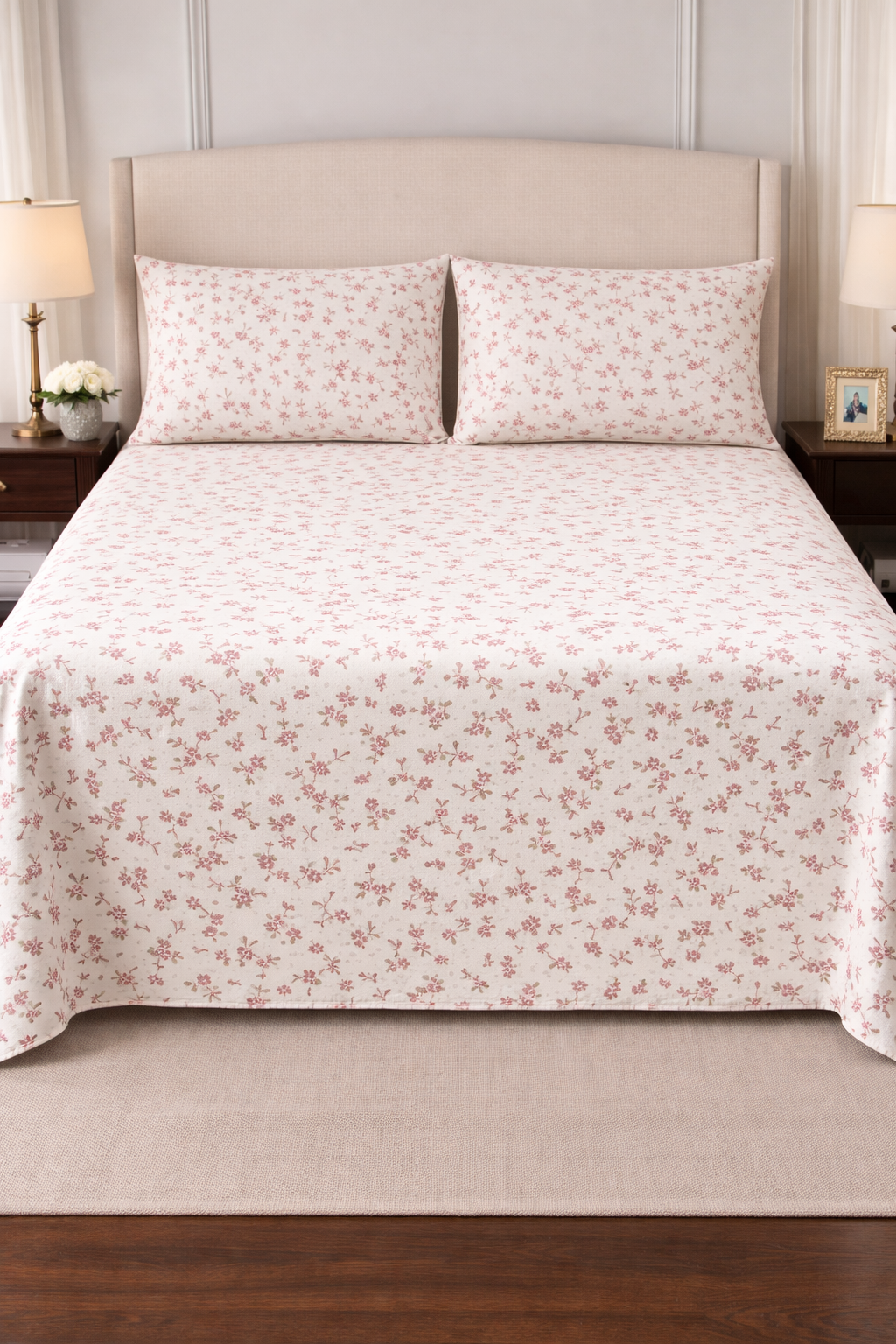 “Blush Blossom” 🌸 Cotton Bedsheets