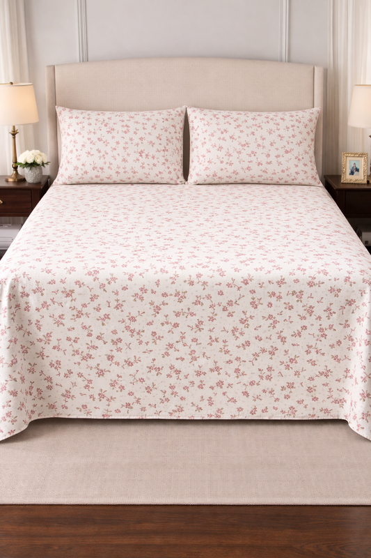 “Blush Blossom” 🌸 Cotton Bedsheets