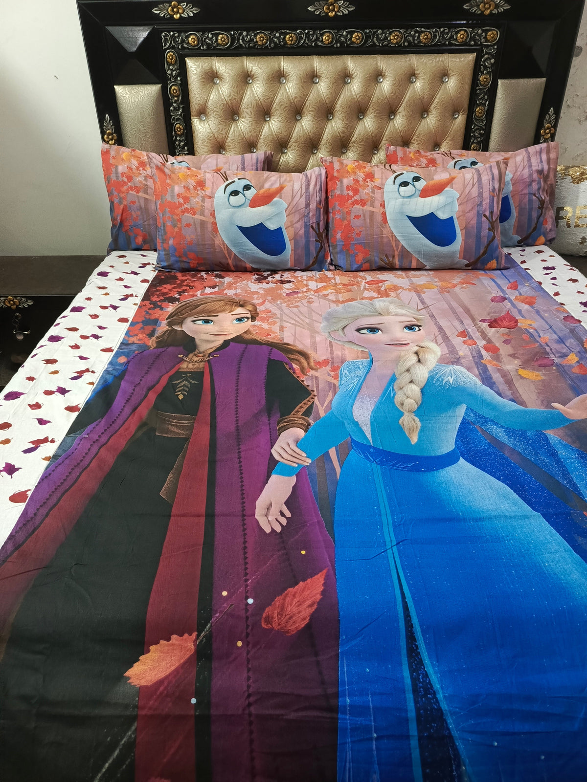 Anna Elsa Spring Seasons  Cotton Bedsheets Digital Print