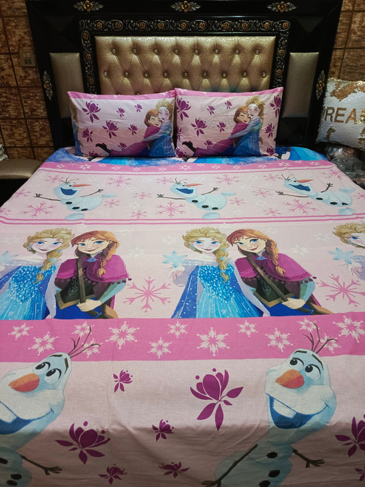 Anna Elsa Pink Double Bedsheet